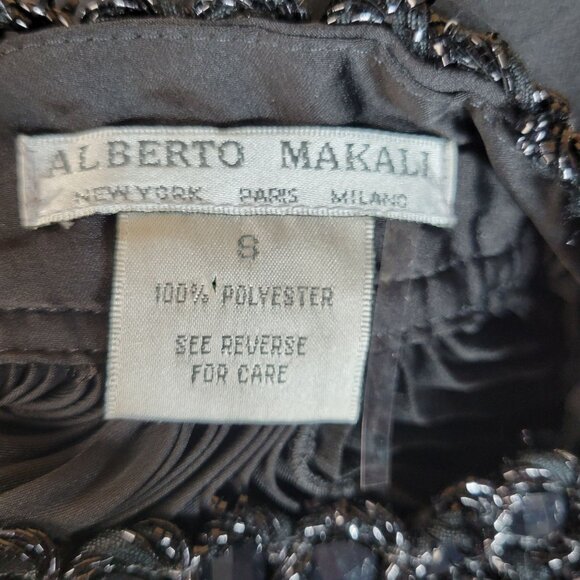 Alberto Makali Cape Dress Beaded Collar Pleated Flowy Belled Arms Size S Small - Picture 6 of 9
